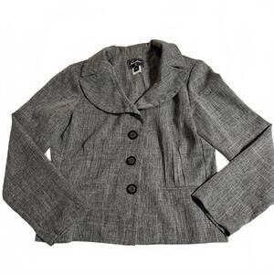 VTG Sweet Suit 1980s Gray unlined short blazer Shoulder pads  Round collar SZ 14